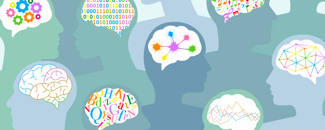 Une illustration multicolore de différents types de cerveau