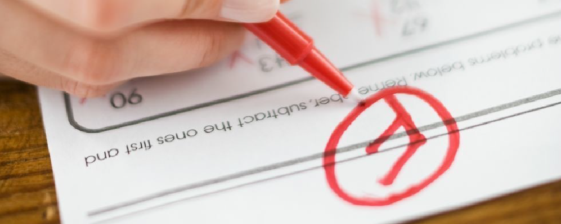 Une évaluation affichant une note d’échec