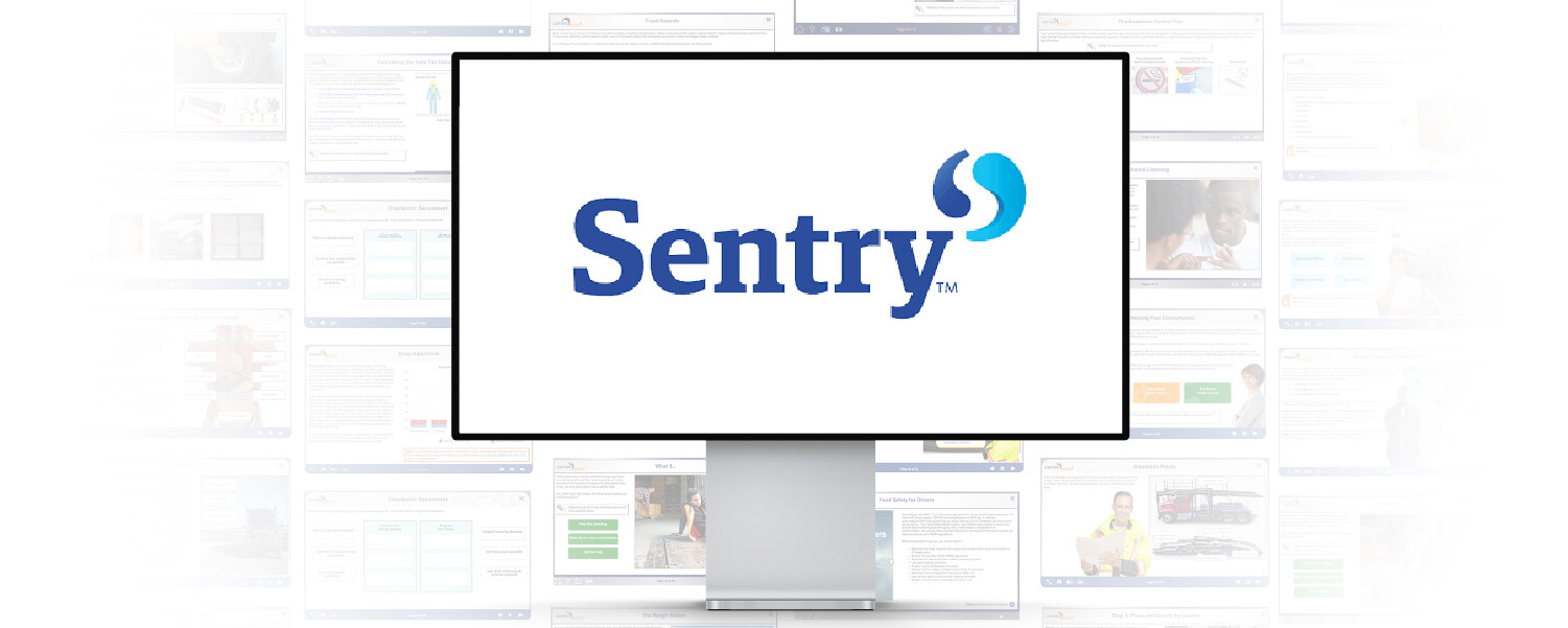 Sentry logo on a monitor screen